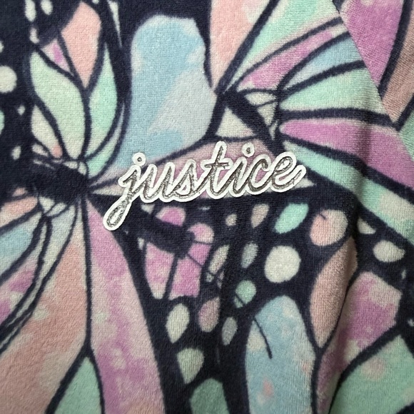 💛 2/$20 Kids Girls Justice Sleep Romper One Piece Butterfly Print Size M - Picture 3 of 9